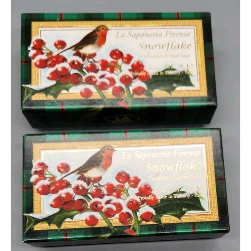 Snowflake La Saponeria Firenze Cinnamon Scented Soap Christmas Set of 2